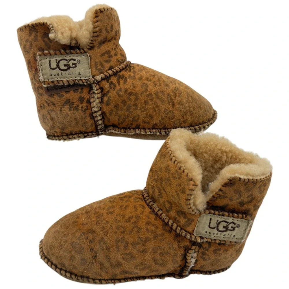 UGG Australia Erin 5202 Baby Booties Leopard Sheepskin Size L
